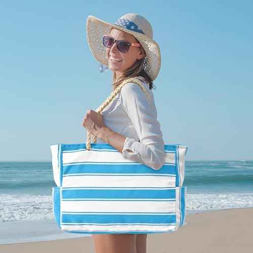 Beach Bags for Women Large Waterproof Beach Tote Bag Zipper Beach Bags Waterproof Sandproof Swim Pool Bag Large Tote