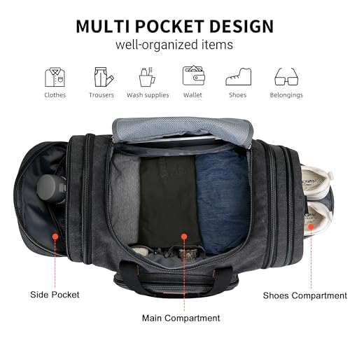 Canvas Duffle Bag for Men Expandable Convertible Travel Gym Duffel