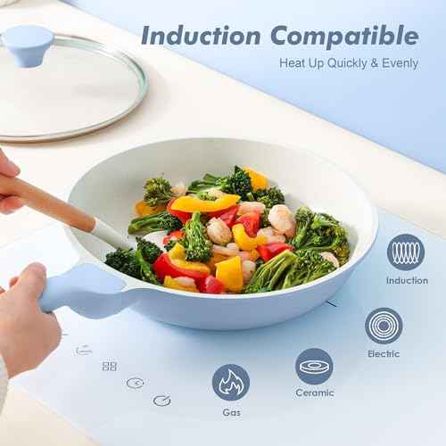 8Inch Nonstick Ceramic Frying Pan with Lid