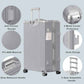 Carry On Luggage PC+ABS Aluminum Frame Zipperless Luggage Hard Shell Suitcase TSA Lock Double Spinner Wheels 20 Inch Silver