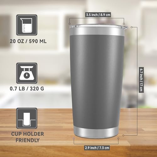 20 oz Tumblers Bulk Stainless Steel Tumbler with Lid (12 Count)