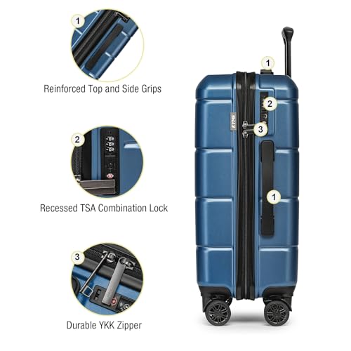 Large Suitcases with Wheels Hardshell 28 Inch Luggage TSA Approved Big Checked Luggage Durable Travel Rolling Suitcase for Women Men Light Blue