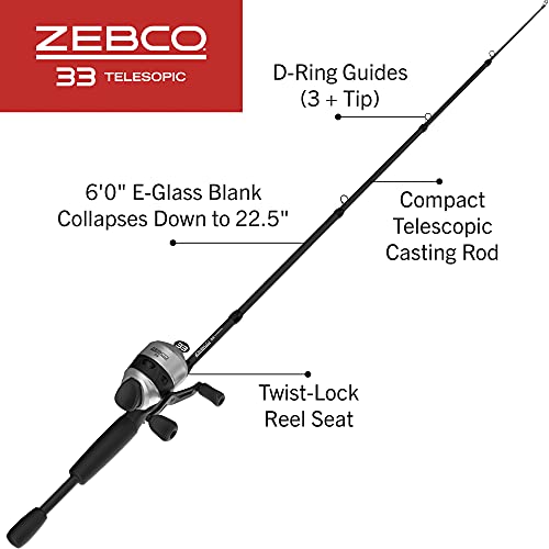 33 Spincast Reel and Telescopic Fishing Rod Combo
