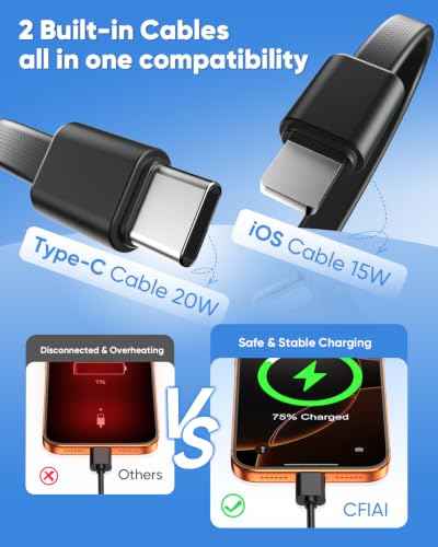 Portable Charger 15000mAh Slim Power Bank with Built in Cables