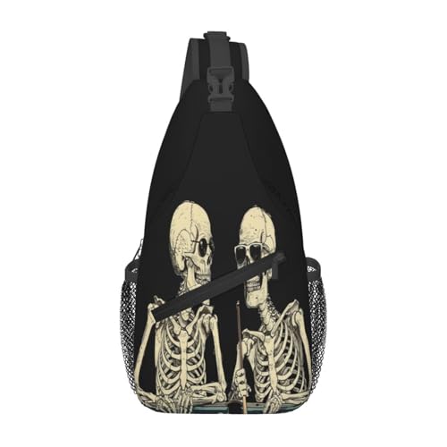 Sling Bag Funny Skeleton Hiking Daypack Crossbody Shoulder Backpack Travel Chest Pack for Men Women