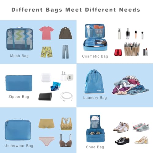 8 Set Packing Cubes Luggage Packing Organizers for Travel Accessories