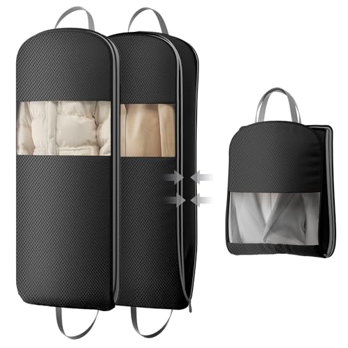 2 Pack 54" Space Saving Garment Bags for Hanging Clothes With Compression Zipper Carry Handles and Window (2 Count)
