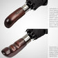 Folding Umbrella Real Wood Handle Auto Open Close Black
