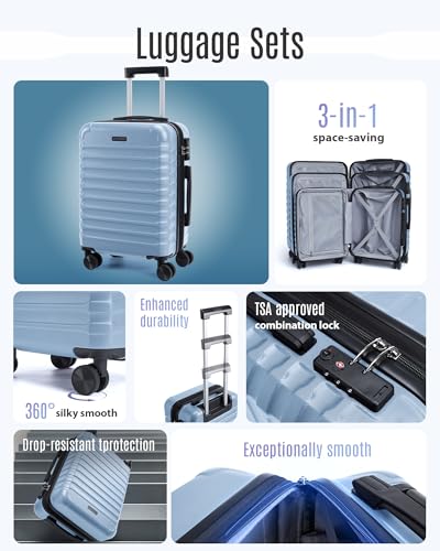 Luggage Sets 3 Pcs Suitcase with Wheels (3 Count)