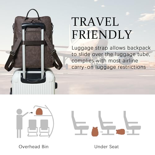 Vegan Leather Laptop Backpack for Women 15.6 inch Work Backpack Fashion Travel Backpack Purse for Business College