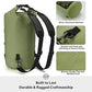 5/10/25/30/40L Waterproof Dry Backpack & Phone Case- Large Floating Dry Bag for Kayaking, Travel, Hiking, Fishing, Camping, Motorcycles & Beach, Heavy-Duty Roll Top Men/Women (Green)