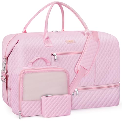 Weekender Bag for Women 21.5" Travel Duffel Large Carry On Bag 3PCS (3 Count)