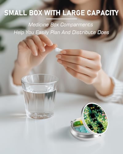 Pill Box 3 Compartment Portable Travel Medicine Box with Mirror