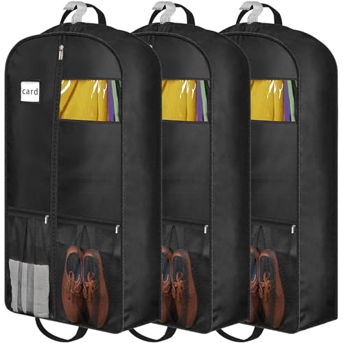 8" Gusseted Heavy Duty Garment Bags for Travel 43"" Suit Bags for Closet Storage Hanging Clothes Bag with Pockets Mens Suit Holder for Shirts