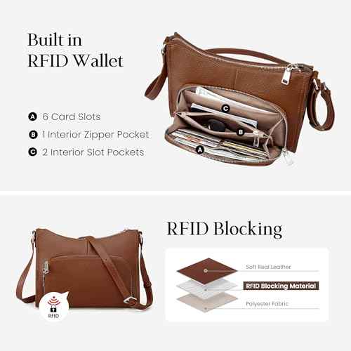 Real Leather Crossbody Bags for Women Travel Wallet Leather Purse