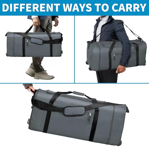 100L Foldable Rolling Duffel Bag with 2 Wheels