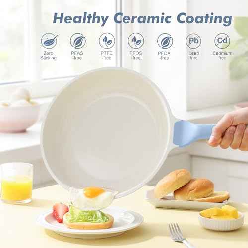 8Inch Nonstick Ceramic Frying Pan with Lid