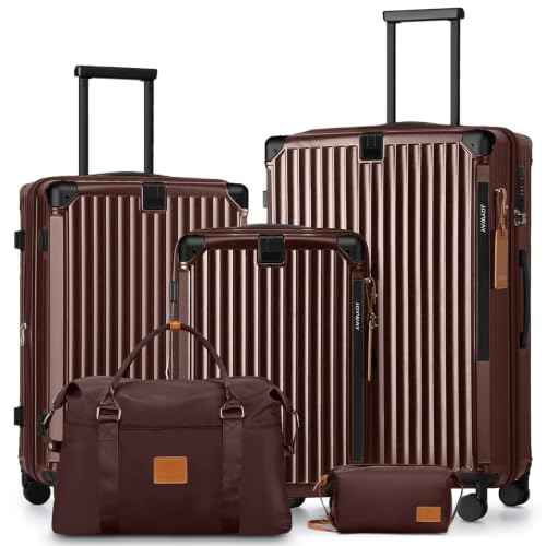 5 Piece Luggage Set with Cup Holder