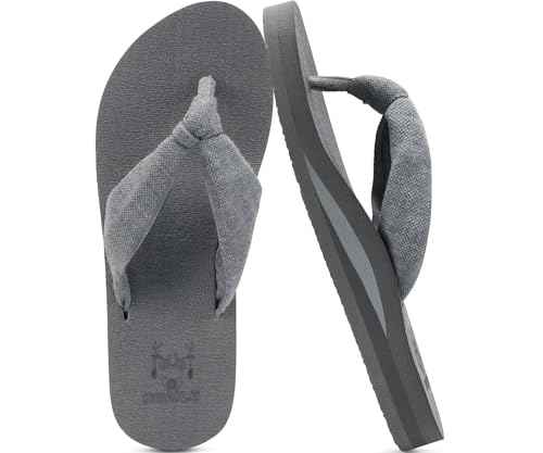 Flip Flops for Women Arch Support Summer Beach Sandals Grey Size 8.5