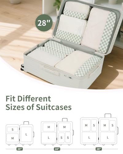 7 Set Checkered Packing Cubes for Travel Kids Women