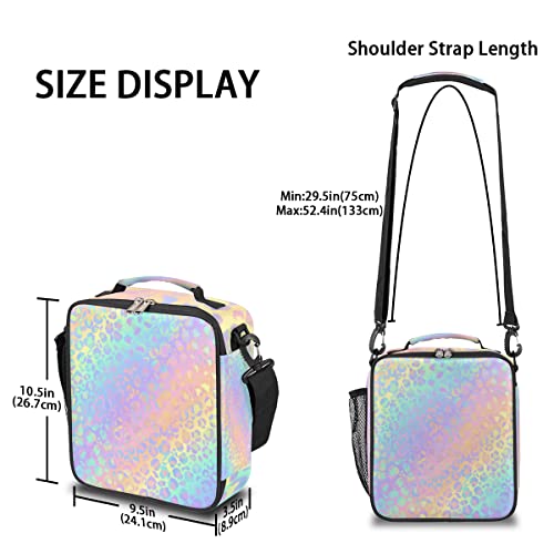 Leopard Print Kids Lunch Bag Rainbow Leopard Skin Insulated Lunch Box Mini Cooler Back to School Thermal Meal Tote Kit Bento Tote Bags Thermal Lunchbox for Boys Girls (Leopard Print)