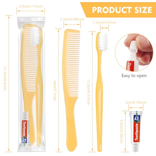 50 Pack Disposable Toothbrushes Bulk with Toothpaste and Comb Travel Size Toothpaste Set Homeless Care Package Supplies for Bulk Individually Wrapped Disposable Travel Hotel Charity (50 Count)