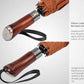 Folding Umbrella Lux Hardwood Handle Herringbone Gold Flame