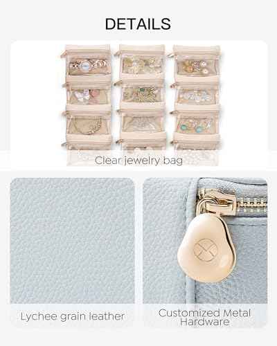 Travel Jewelry Box with Clear 12 Velvet Bags