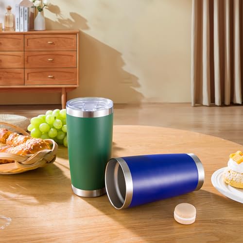 20 oz Tumblers Bulk Stainless Steel Tumbler with Lid Double Wall Vacuum Insulated Coffee Mug 20oz Powder Coated Cup for Hot and Cold Drinks (12 Count)