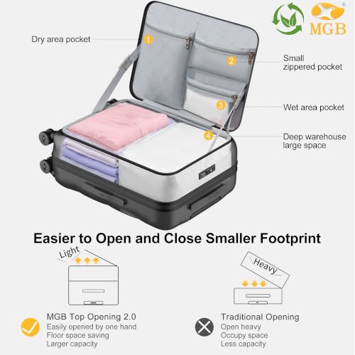 26 Inch Expandable Luggage Top Opening Checked Bag Charcoal Grey