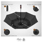 Folding Umbrella Real Wood Handle Auto Open Close Black