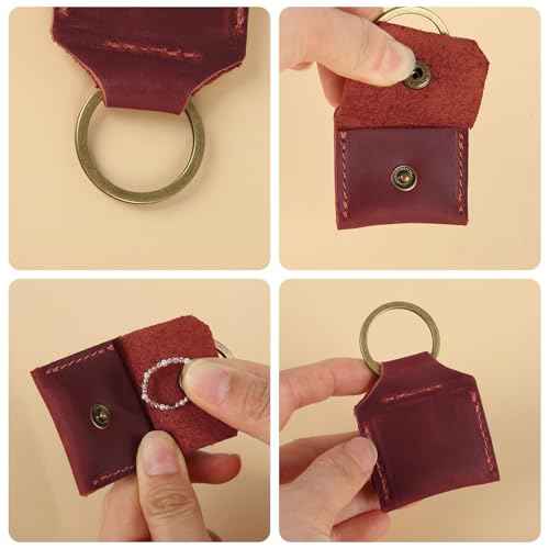 Genuine Leather SD Card Holder Keychain