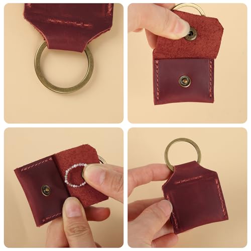 Genuine Leather SD Card Holder Keychain