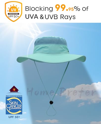 UPF50+ Mens Sun Hat Wide Brim Fishing Hat Airy Womens Bucket Hat UV Protection Hat for Mens Womens Beach Safari Gardening Golf Aqua
