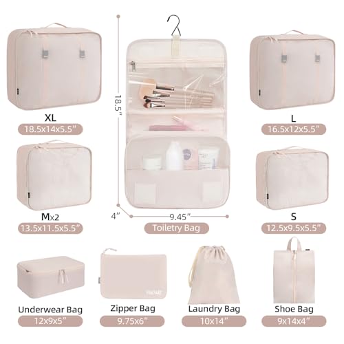 10 Set Packing Cubes Various Sizes Packing Organizer for Travel Accessories Luggage Carry On Suitcase