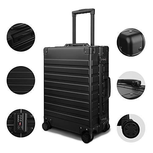 All Aluminum Carry On Luggage with TSA Locks Zipperless Alloy Metal Hard Shell Spinner Suitcase