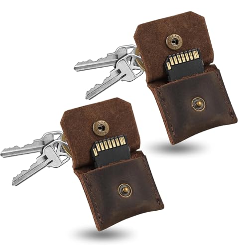 Genuine Leather SD Card Holder Keychain