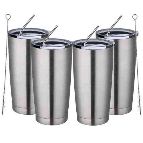 20oz Tumbler 4 Pack Double Wall Vacuum Insulated Travel Mug Bulk (4 Count)
