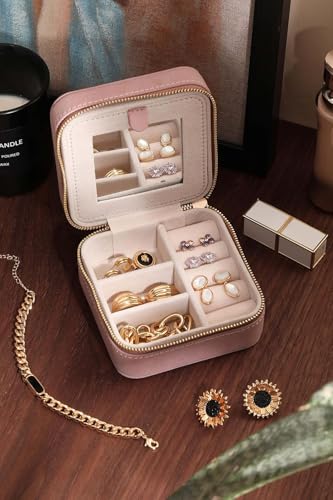 Travel Jewelry Organizer Boxes for Women Small Portable Necklace Earrings Bracelet Rings Travel Case Best Friend Birthday Gifts for Women Trendy