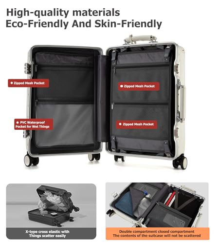 Aluminum Frame Wide Handle PC Carry On Luggage