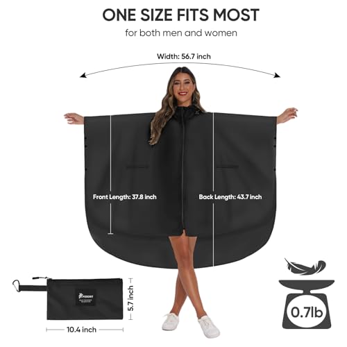 Rain Poncho for Adults with Zipper