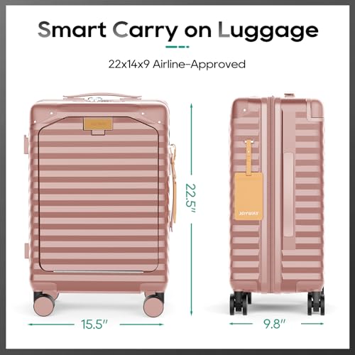 Expandable 20 Inch Carry on Luggage with Front Pocket