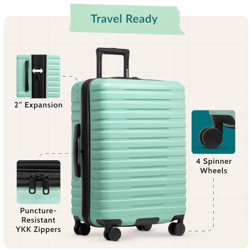 Boren Expandable Hardside Rugged Travel Luggage with 8 Spinner Wheels