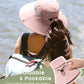Womens Sun Hat with Ponytail Hole Beach Hiking Summer Wide Brim UPF 50+ Outdoor Protection Foldable Bucket Hat Pink