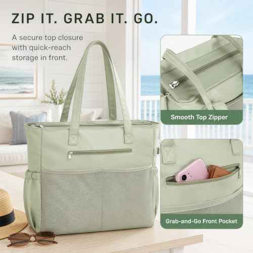 Waterproof Beach Tote Pool Bags for Women Ladies Extra Large Carry On Bag With Wet Compartment for Weekender Travel