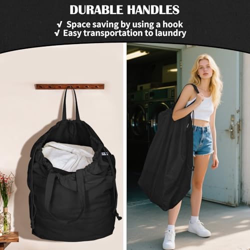 Canvas Laundry Bags with Handles & Rectangular Base
