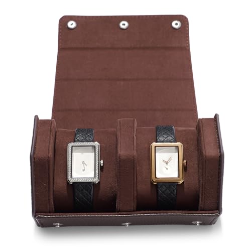 2 Slot Watch Box Brown Hexagonal