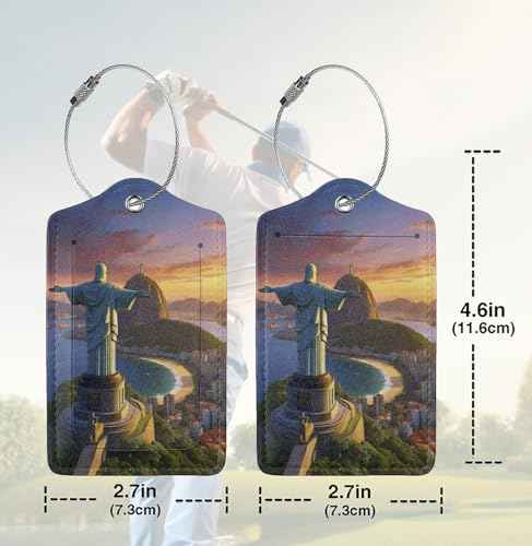 2 Pack Luggage Tags for suitcases Redeemer TSA Approved Label Luggage Tag Baggage Tag Leather Stainless Steel Loop Label Tag for Men Women Travel Bag Suitcase (2 Count)