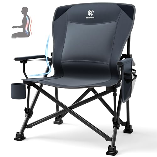 Oversized Folding Camping Chair for Adults with Adjustable Lumbar Support