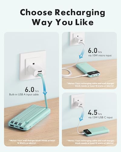 Portable Charger with Built in Cables